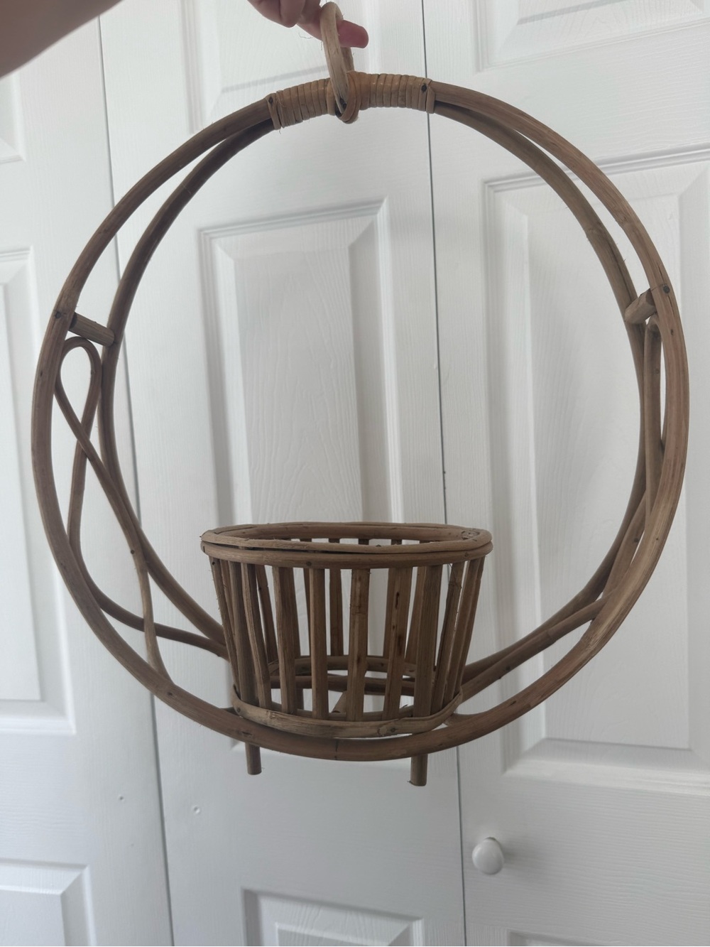 Round Rattan Hanging Basket - Natural Brown